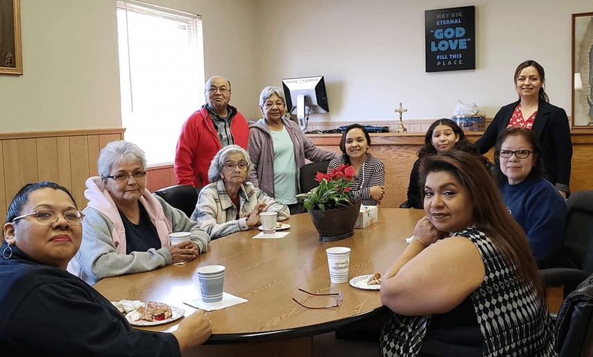 Group of residents at a Community Resource Program meeting.