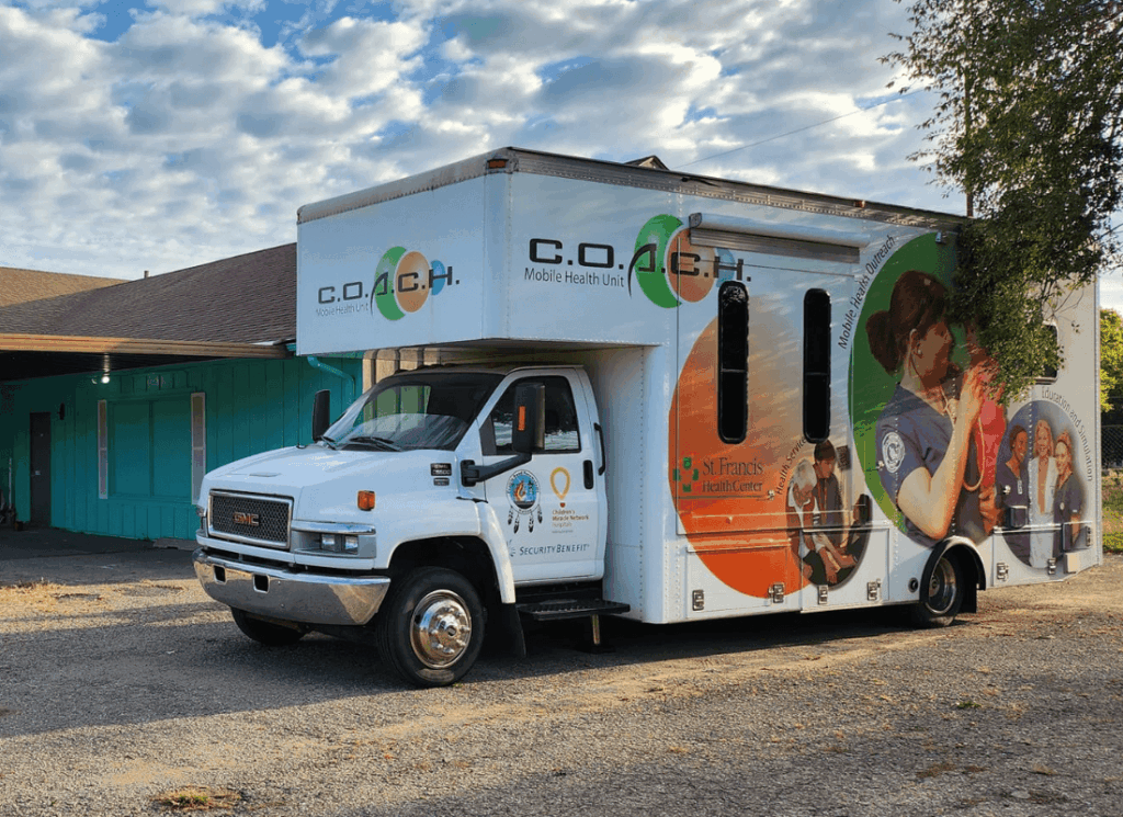El Centro of Topeka's Mobile Health Unit parked at a local community event.